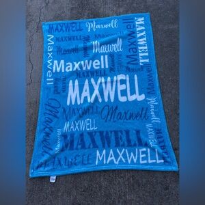 Personalized Blue Baby Blanket “Maxwell” Little Boy Gift 38x29”